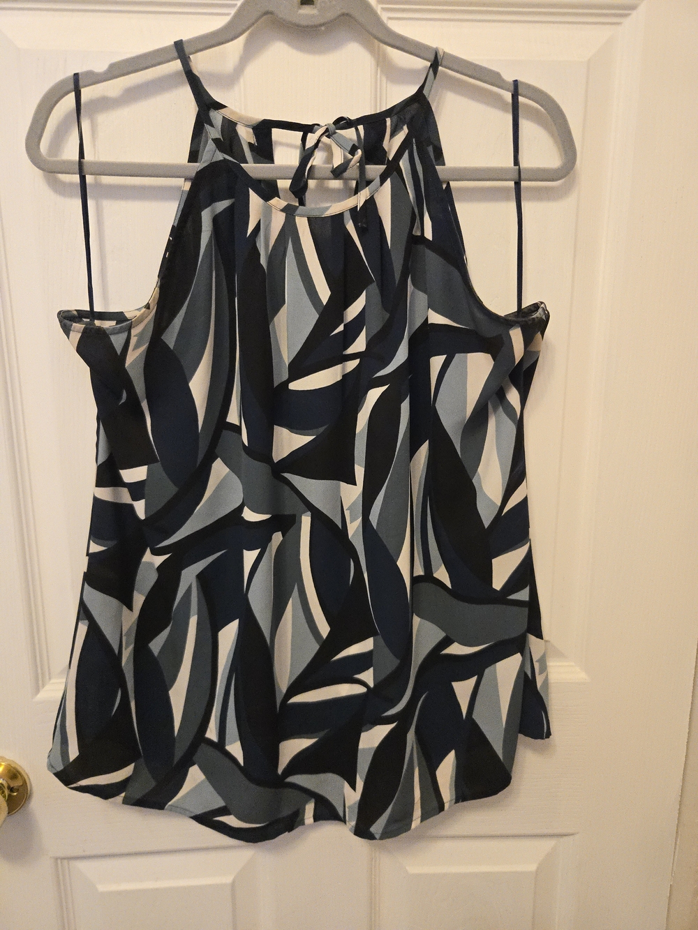 Banana Republic Sleeveless Green  Abstract Print Cold-Shoulder Top
